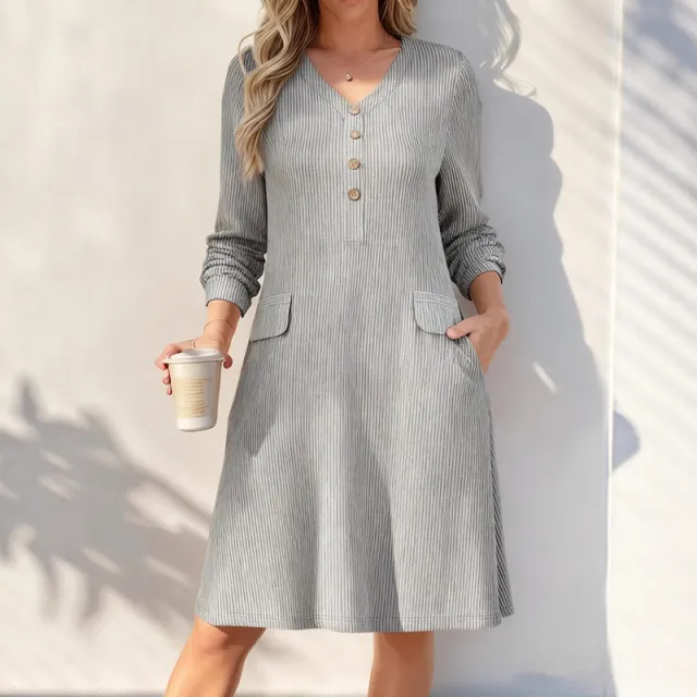Women's Fashion Casual Long Sleeve Knitted Dress Gray - Shop at LoveMi