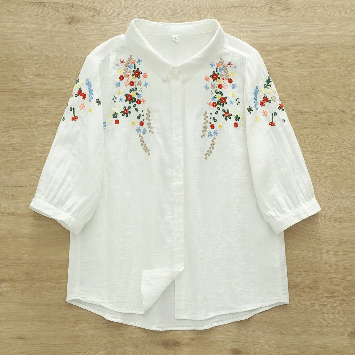 Women's Double-Layer Cotton Yarn Half-Sleeve Shirt