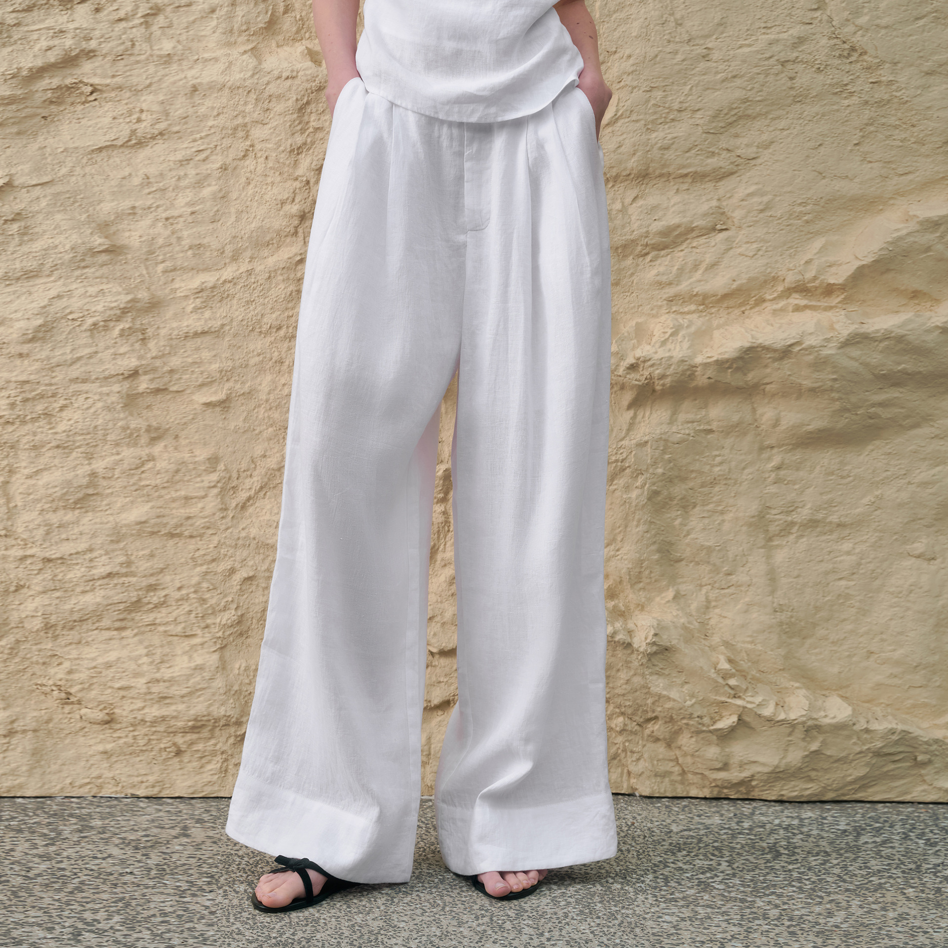 Womens Linen Yamamoto-inspired Minimalist Solid-color Trousers