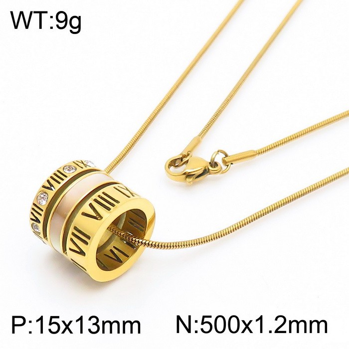 Multi-ring Combination Roman Letter Shell Stainless Steel Necklace