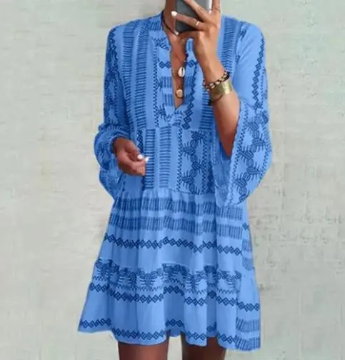 Bohemian Flare Sleeve Stand Dress - Shop at LoveMi