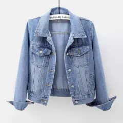 Denim Coat Women's Short Slim Jacket - Light Blue - View 1