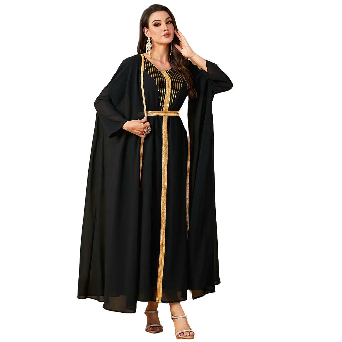 Sequin Embroidery Chiffon Two-piece Set Dress