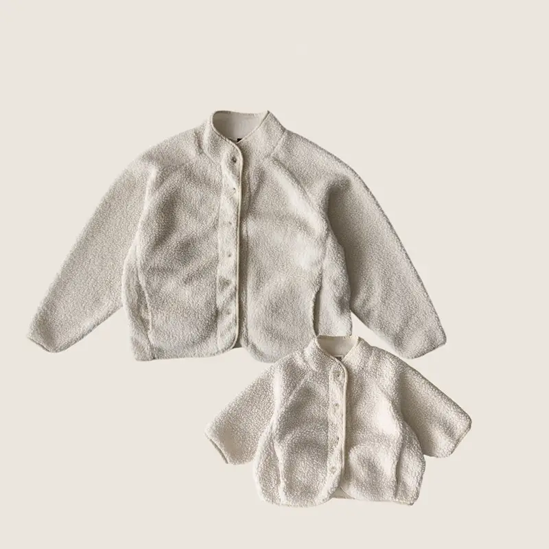 Boys And Girls Solid Color Lamb Wool Fleece-lined Thickened