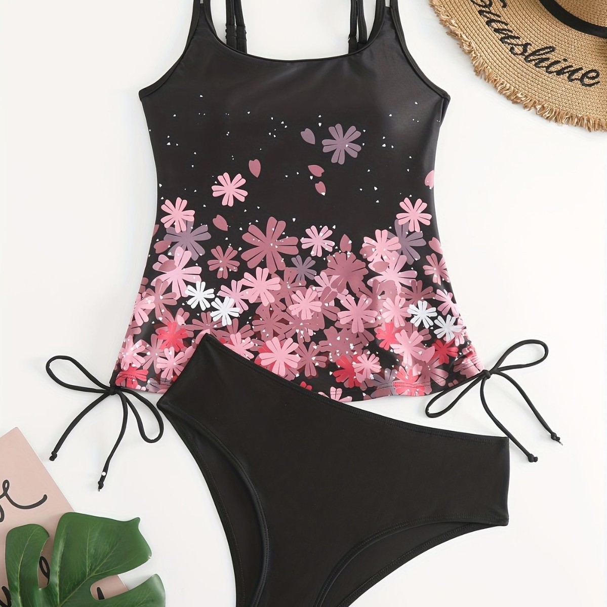 Womens Fashionable Printed Lace-Up Sexy Swimsuit Set