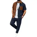 Mens Casual Short-sleeve Pocket Shirt And Trousers Set view 4