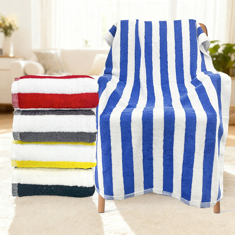 Extra Large Dyed In Yarn Striped Cotton Beach Towel For The Beach Or Swimming