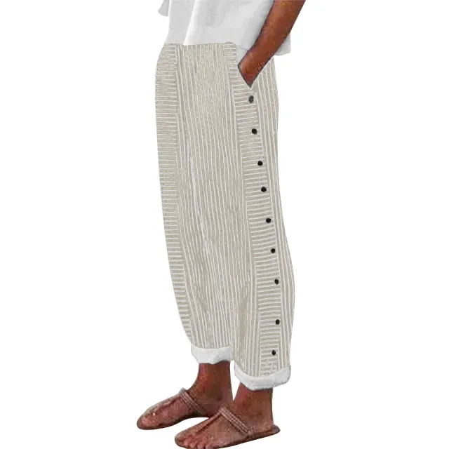 Women's Striped Casual Pants Khaki - Shop at LoveMi