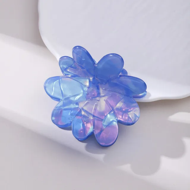 Ins Style Colorful Blue Flower Hair Clip Dazzling Blue - Shop at LoveMi