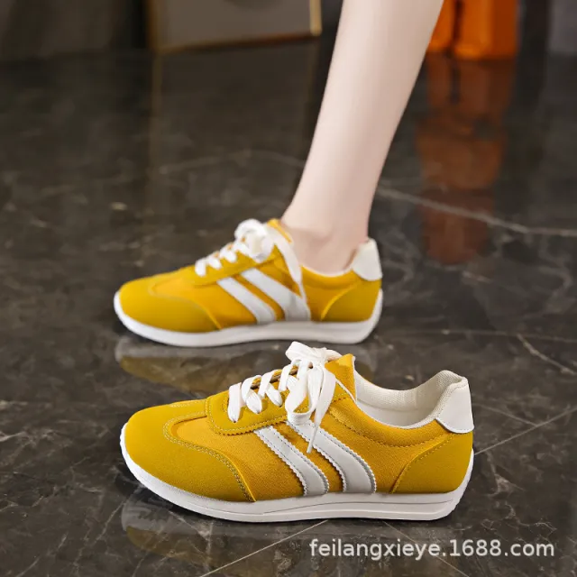 Casual Sneaker Flat All match Cortez Thin Strap Soft Bottom Running Shoes Low cut Student Shoes Yellow - Shop at LoveMi
