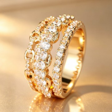 Vintage Court Style Hollow Lace Full Diamond Wide Ring