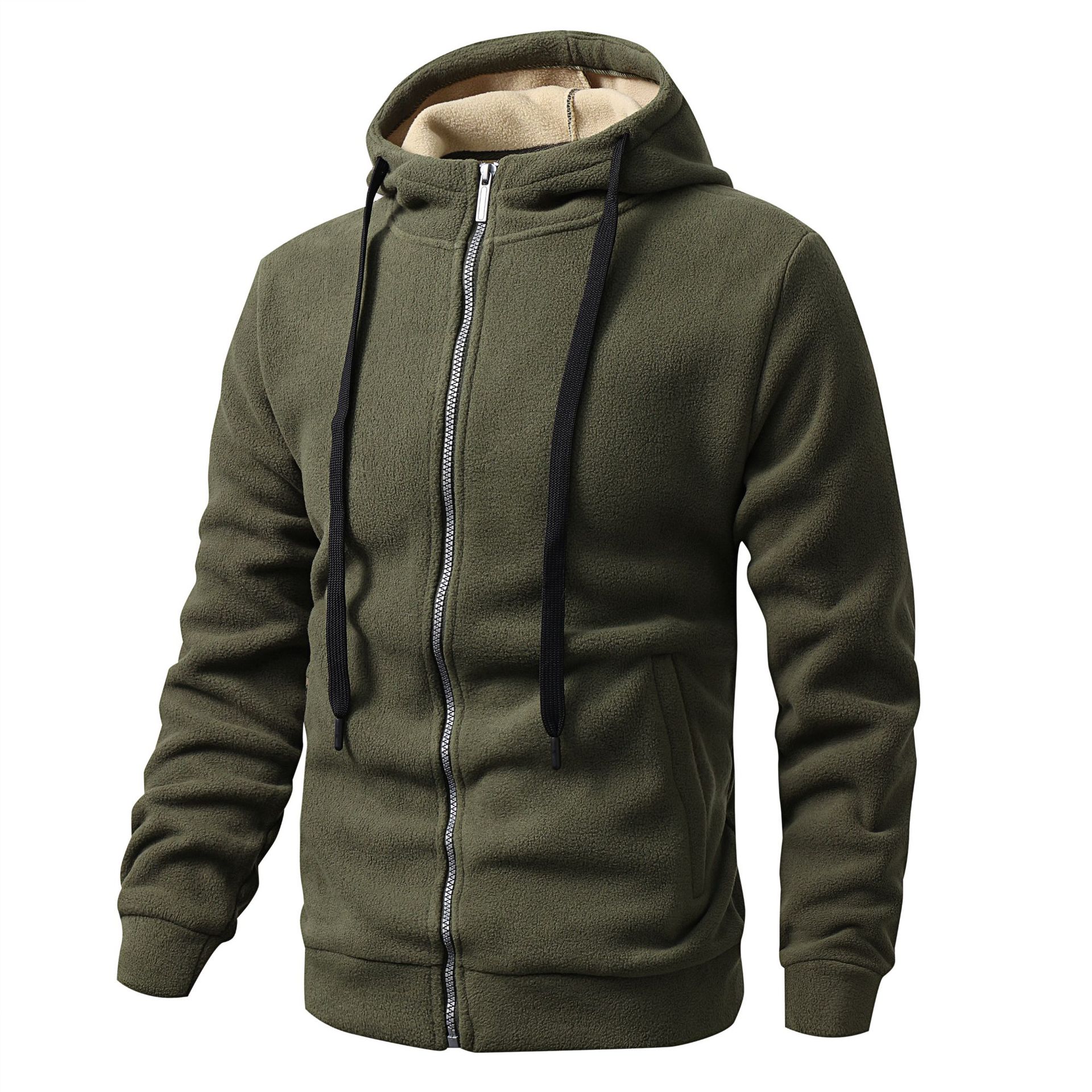 Mens Fleece-Lined Jacket With Hooded Sweatshirt From Europe And The US