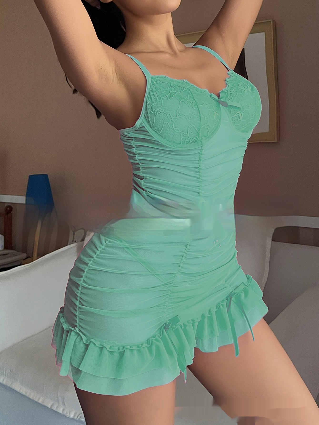 Women's Fashion Mesh Patchwork Suspender Skirt