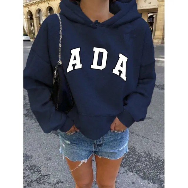 Casual And Versatile Letter Loose Hoodie With Fleece Lining For Women Blue - Shop at LoveMi