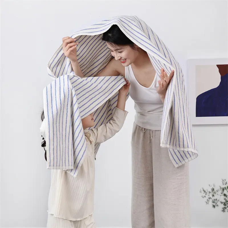 Pure Cotton Simple Striped Towel Two-color Bathroom