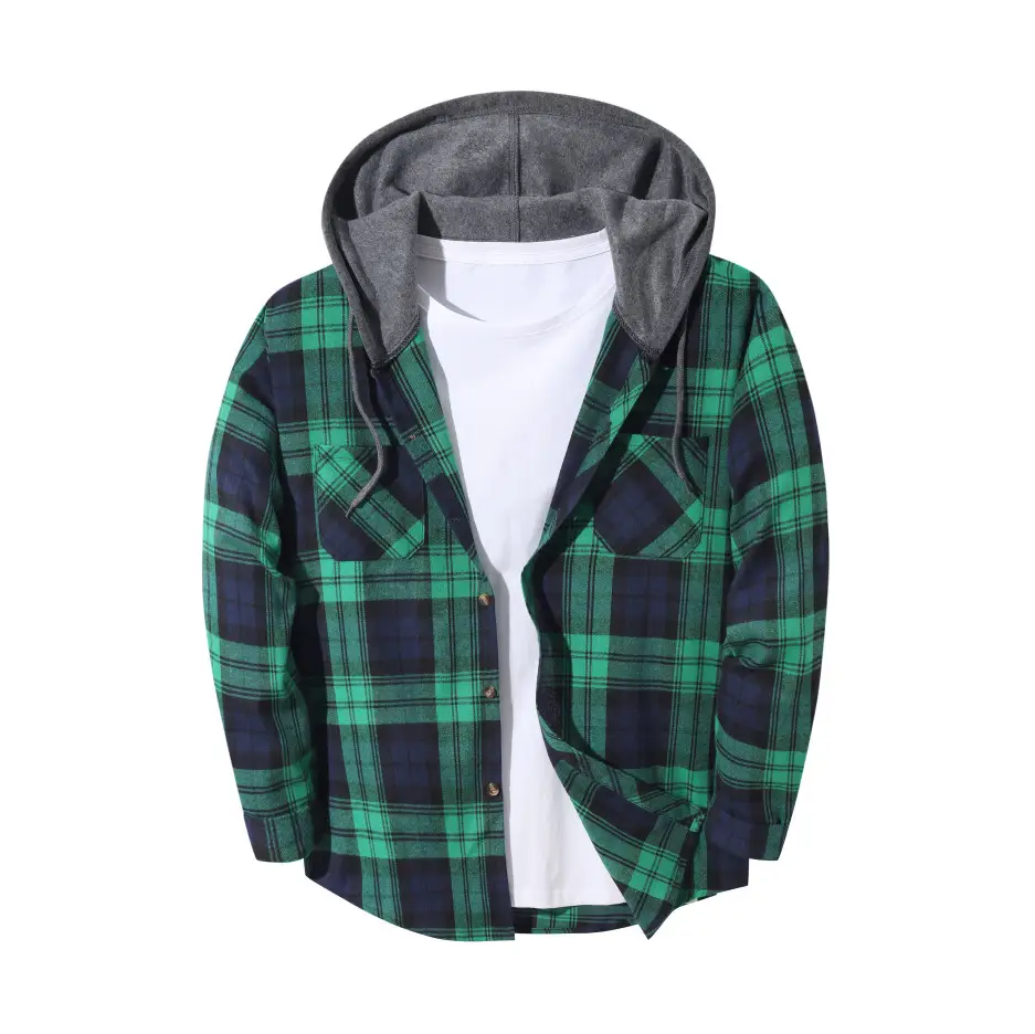 Mens Trendy Plaid Hooded Jacket