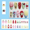 24-piece Almond-shaped Dopamine Ladybug French Polka-dot Nail Tipscute Sweet And Sparkling With Diamonds view 3