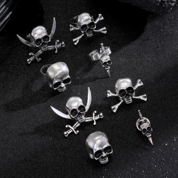 Halloween Skull Pirate Adjustable Opening Ring