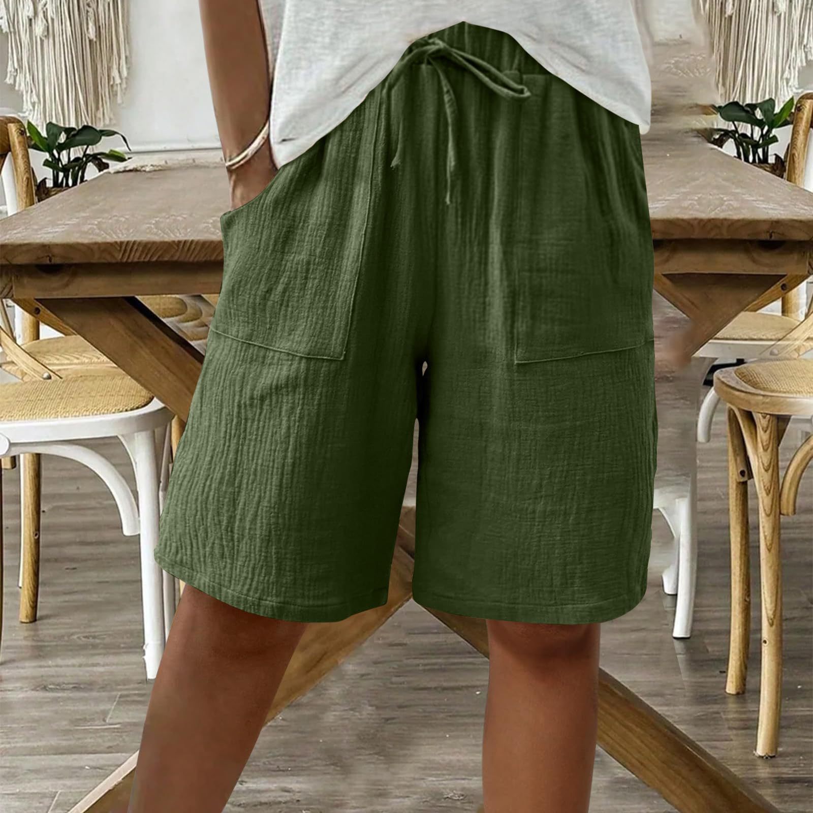 Relaxed Fit Cotton Straight-Leg Capri Pants - Mid-Rise