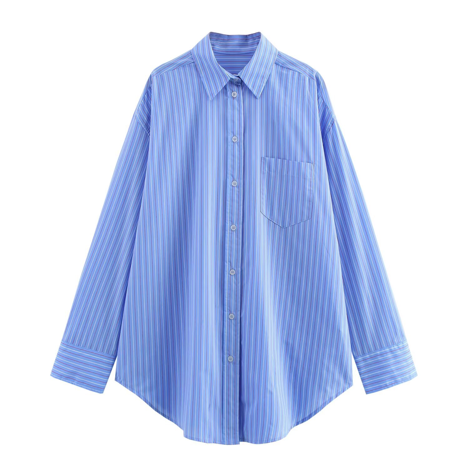 Casual Striped Loose-fitting Long-sleeve Shirt And Drawstring Casual Pants Set