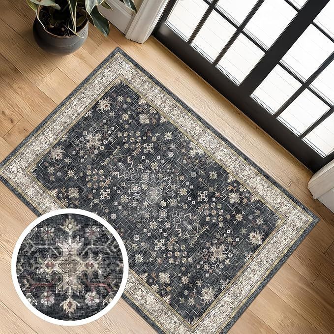 American-style Vintage Persian-striped Ethnic Floor Mat