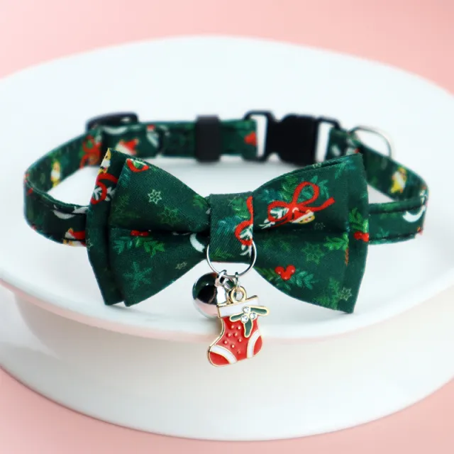 Clang Bow Tie Christmas Fashion Pet Collar Green Bow - Shop at LoveMi