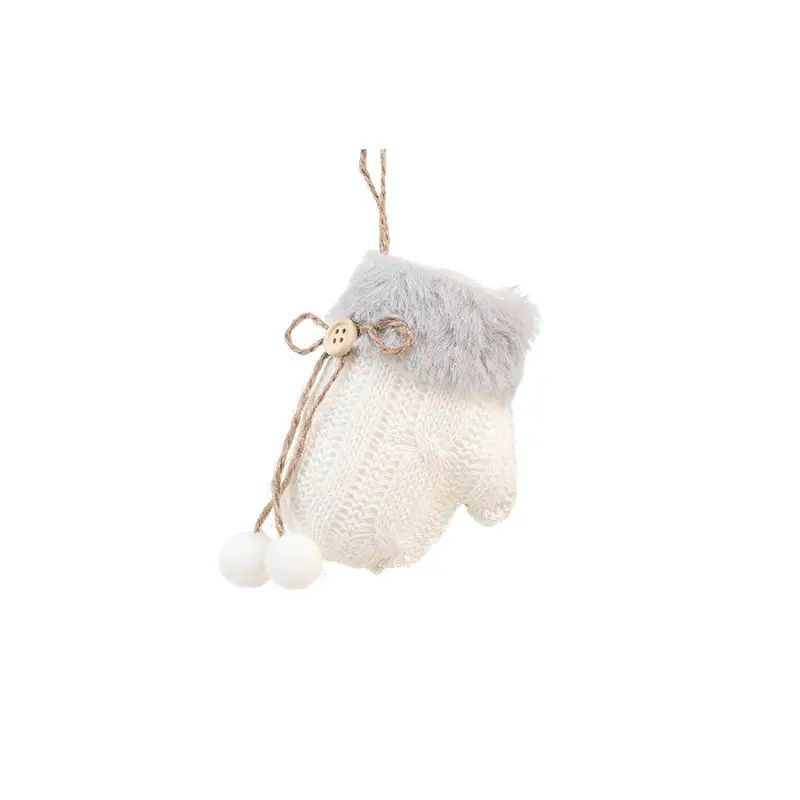 White Plush Fabric Pendant Gloves Sled Creative Christmas Tree Ornaments