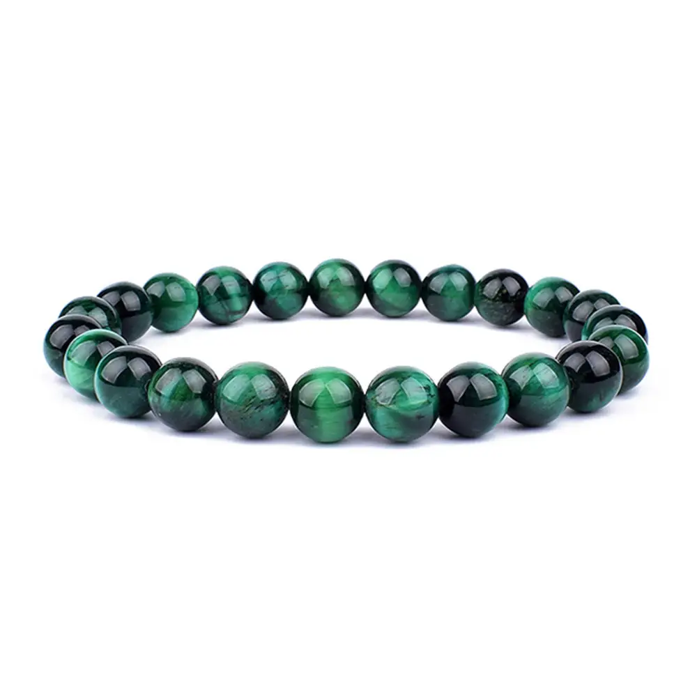Natural Green Tiger-eye Bracelet Elastic Beaded