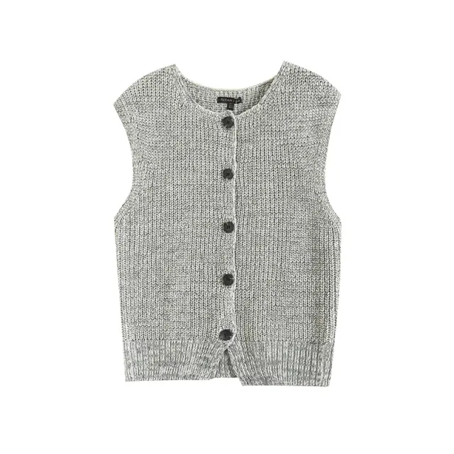 Reverse Needle Knitting Vest Jacket Women's Knitted Vest Gray - Shop at LoveMi