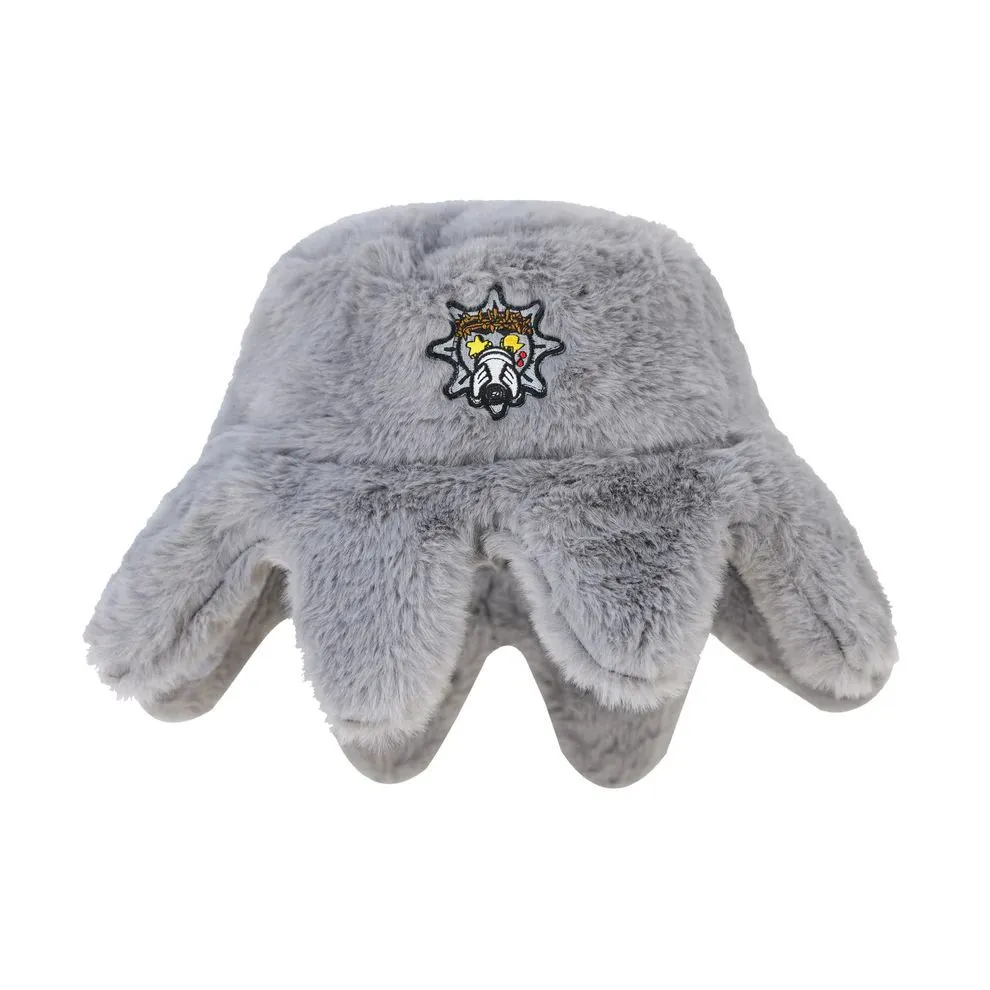 Fashionable Warm Rabbit Fur Octopus Casual Hat - Gray