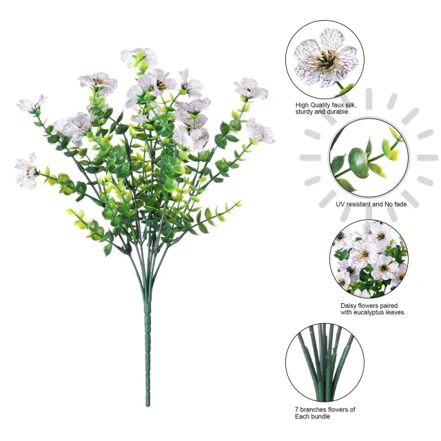 Artificial Outdoor UV proof Decorative Simulation Green Plant Plastic Flowers White - Shop at LoveMi