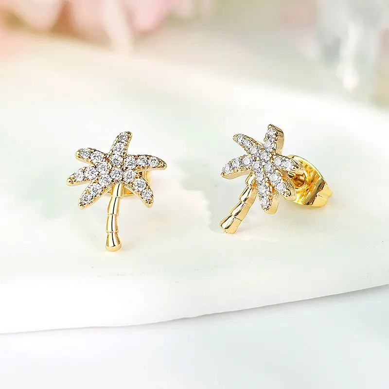 Golden Coconut Tree Earrings Copper