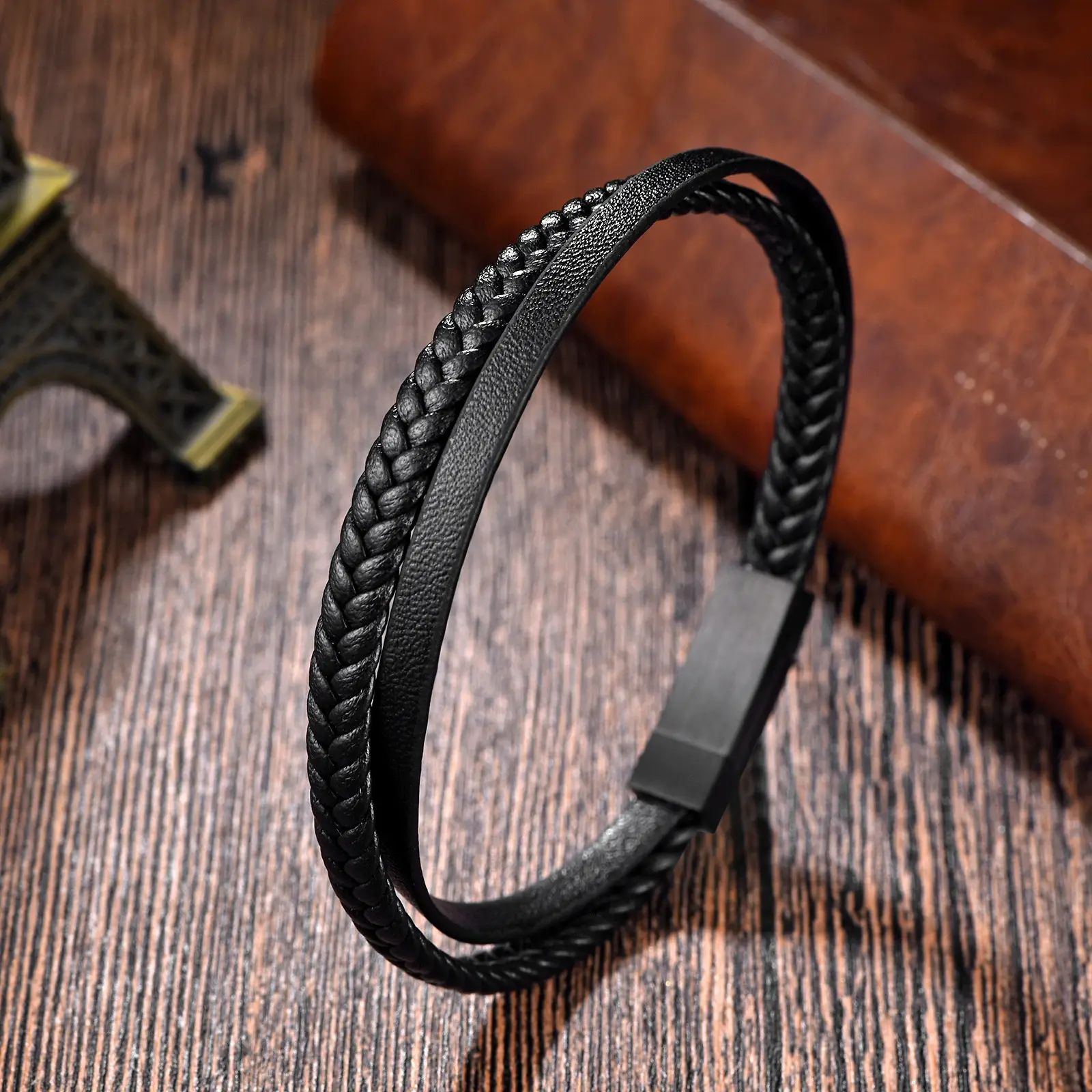Men's Leather Rope Stainless Steel Couple Leather Bracelet