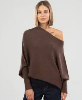 Women's Solid Color Round Neck Long Sleeve Knitted Sweater Brown - Shop at LoveMi