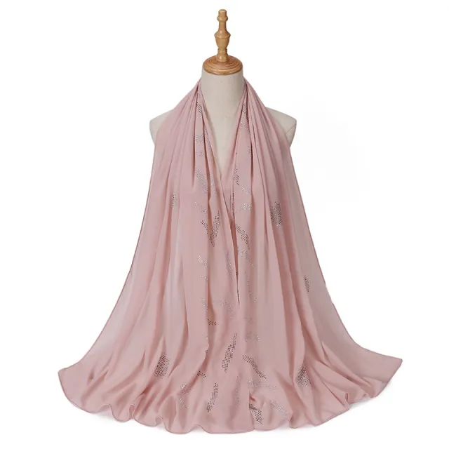 Indonesian Rhinestone Closed toe Scarf Women's Fashion Wrap Scarf Nude Pink - Shop at LoveMi