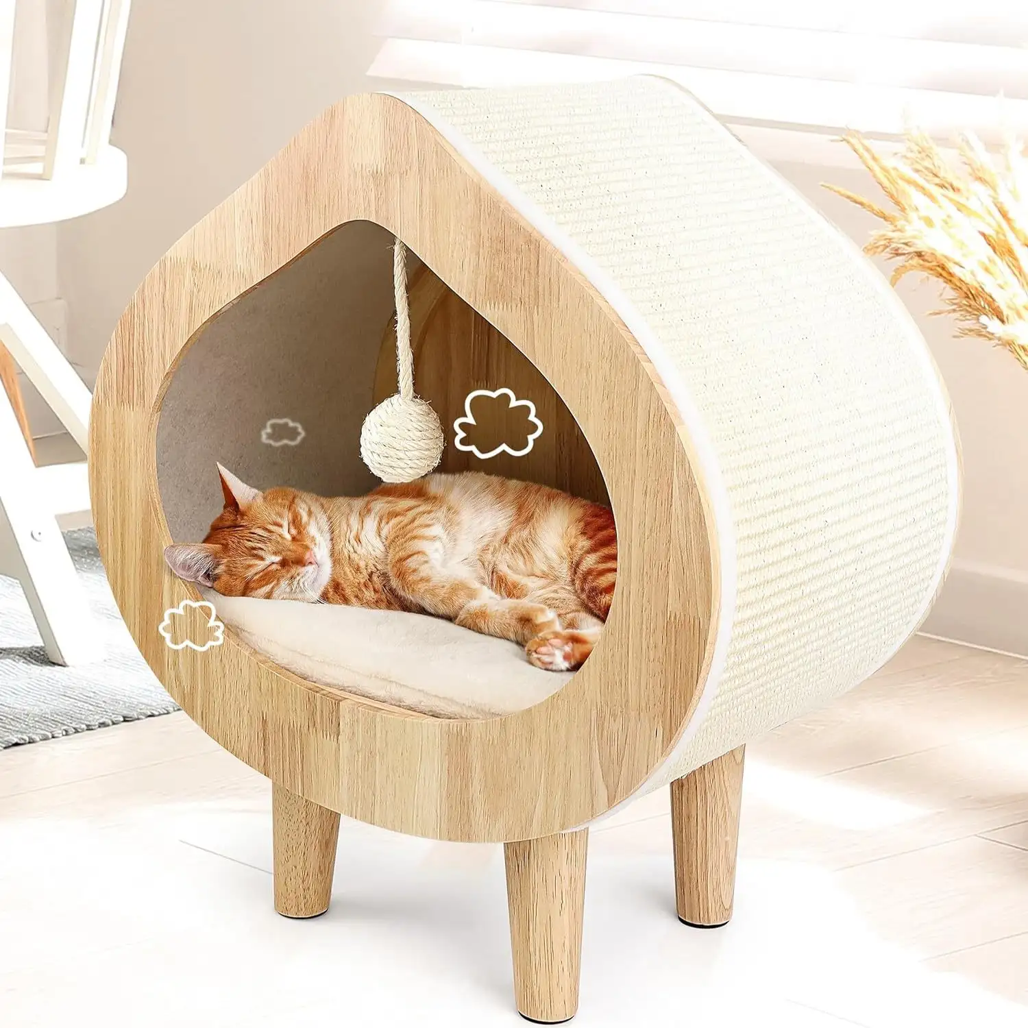 Luxury Indoor Cat Bed Modern Wooden Pet Cat Kennel