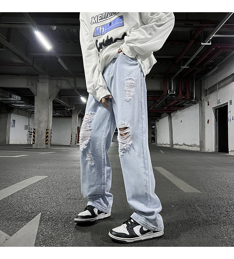 Title 4, Mens Solid Color Ripped Denim Cropped Pants, S...