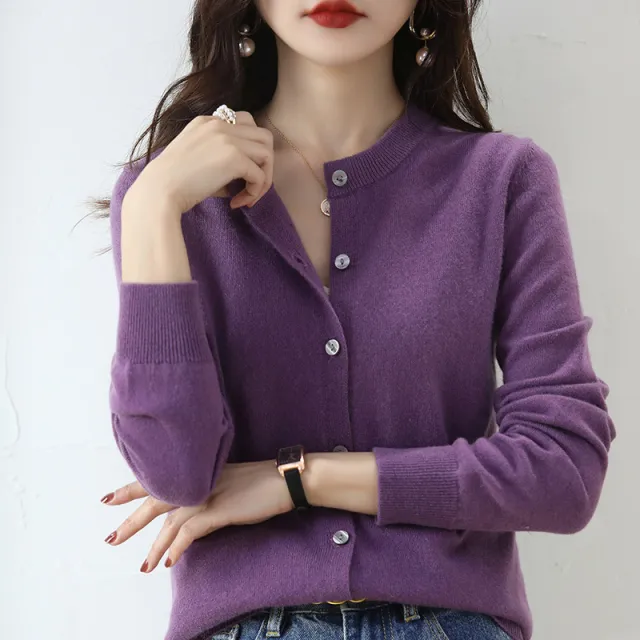 Women's Cardigan Sweater Coat Short Knitwear Lilac Purple - Shop at LoveMi