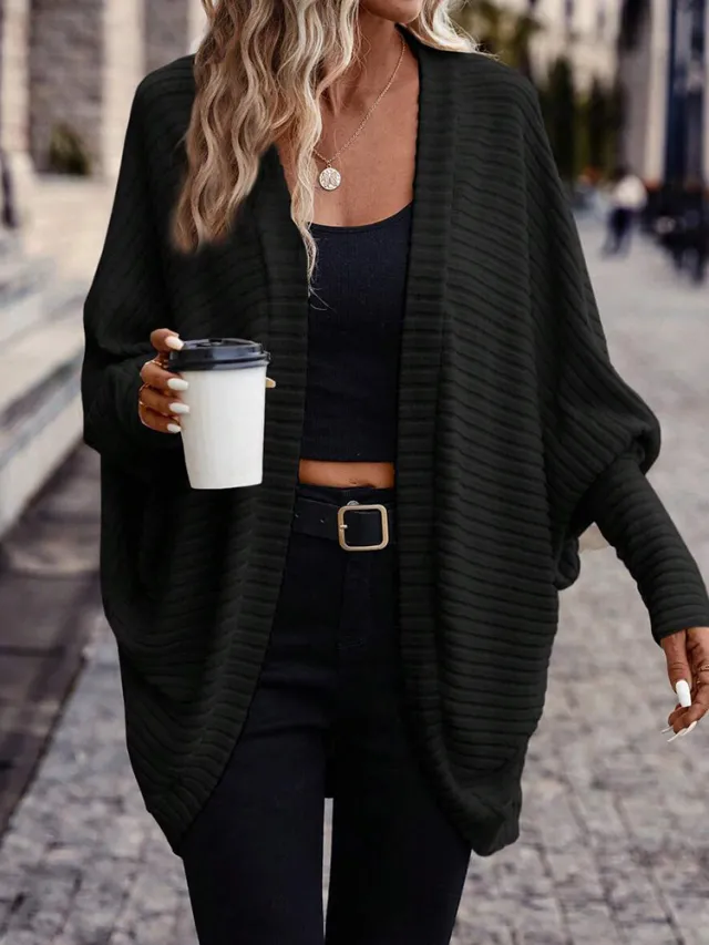 Solid Color And V neck Loose Knitted Sweater Black - Shop at LoveMi