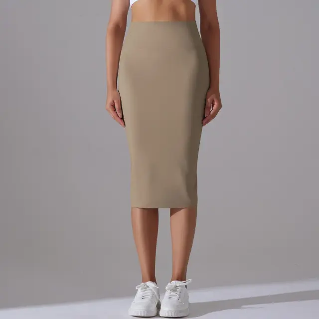 Women's High Waist Tight Hip Skirt Sports Skirt Cocoa Color - Shop at LoveMi