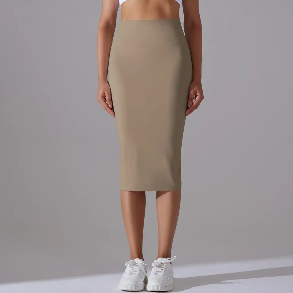 Women's High Waist Tight Hip Skirt Sports Skirt - Cocoa Colour