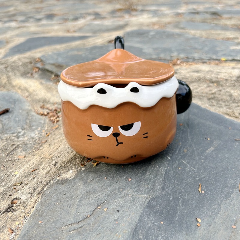 Cute Mug With Cover Spoon Good-looking Ceramic Stacked Cup Gift Box Student Household Cartoon