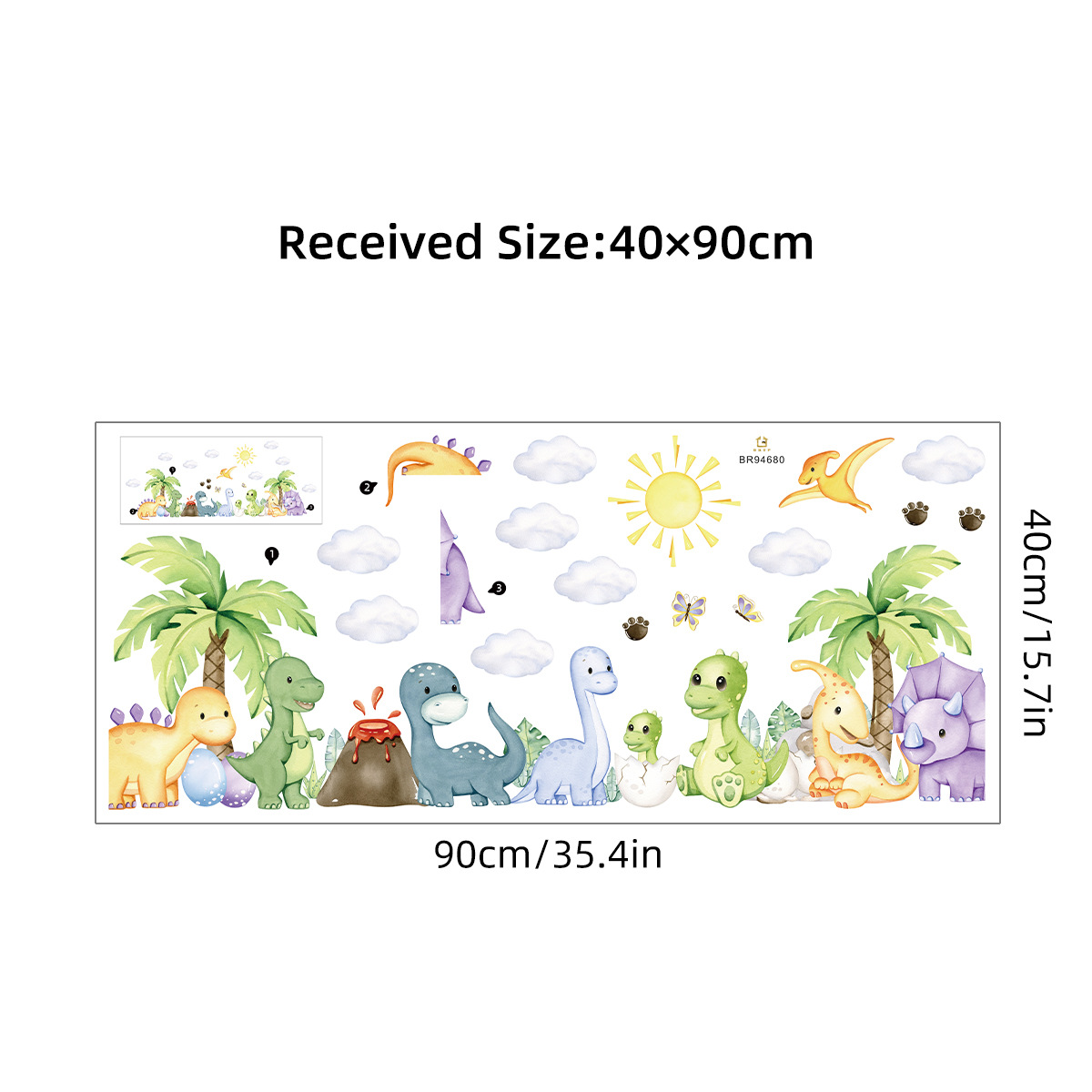 Title 4, Colorful Little Dinosaur Self-adhesive Wall Sti...