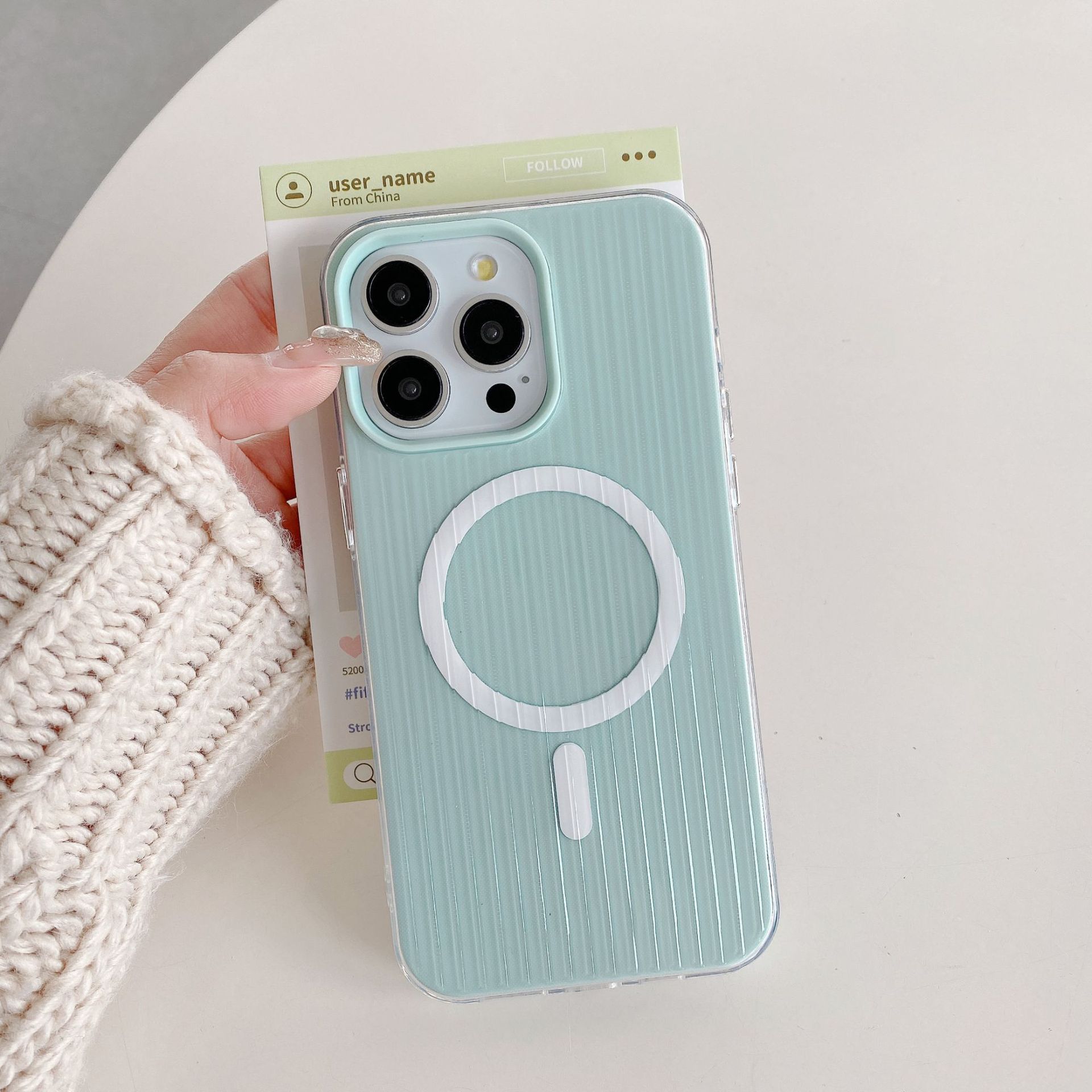 Magnetic Stripe Minimalist Solid Color Phone Case - Image 6