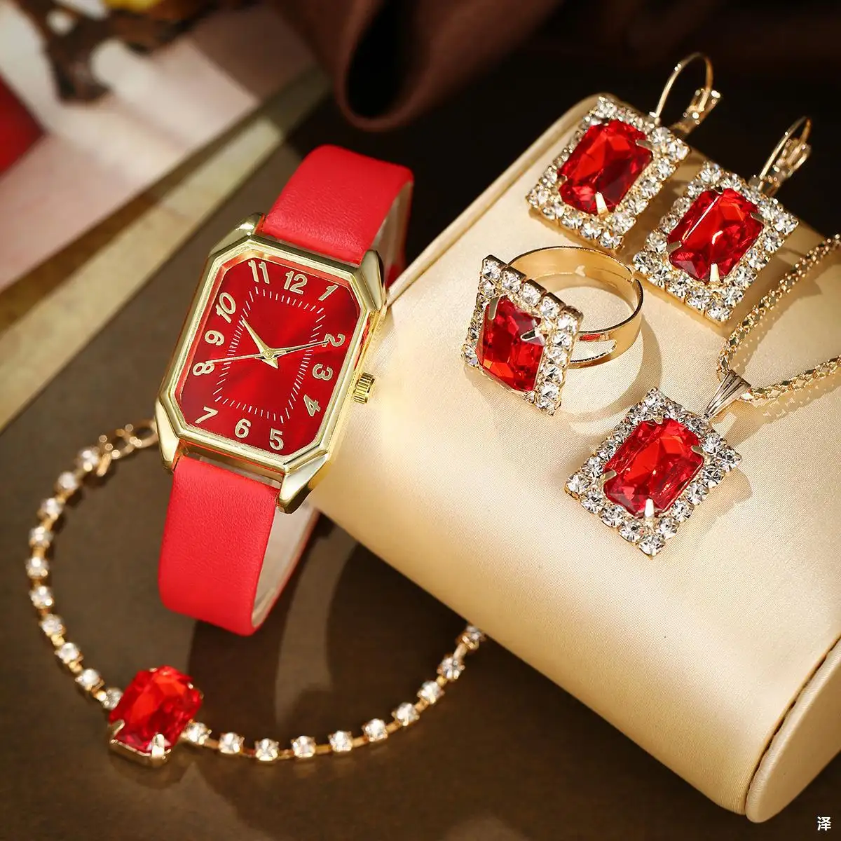 Leather Women's Watch Square Quartz Korean Necklace