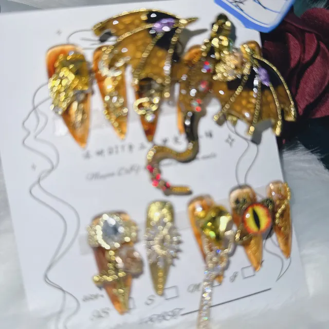 Hand painted Rich Dragon Amber Exaggerated Super Cool Personality Wear Armor Rich Dragon Long Tip - Shop at LoveMi