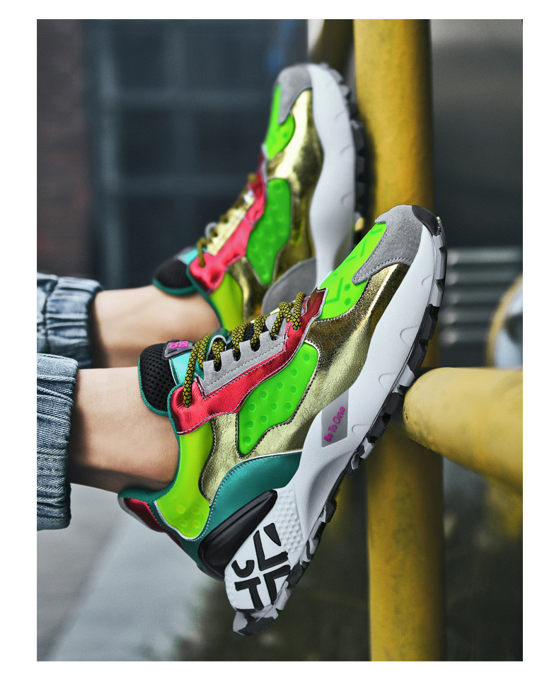 Title 11, Colorful old shoes with suction mold printing. ...