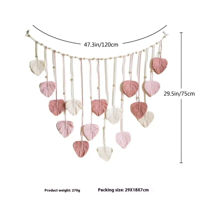 Nordic Hand woven Leaf Tapestry Pink - Shop at LoveMi