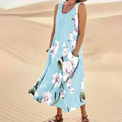 Landscape Floral Maxi Dress Slim Fit Casual Skirt - 6Style - View 1