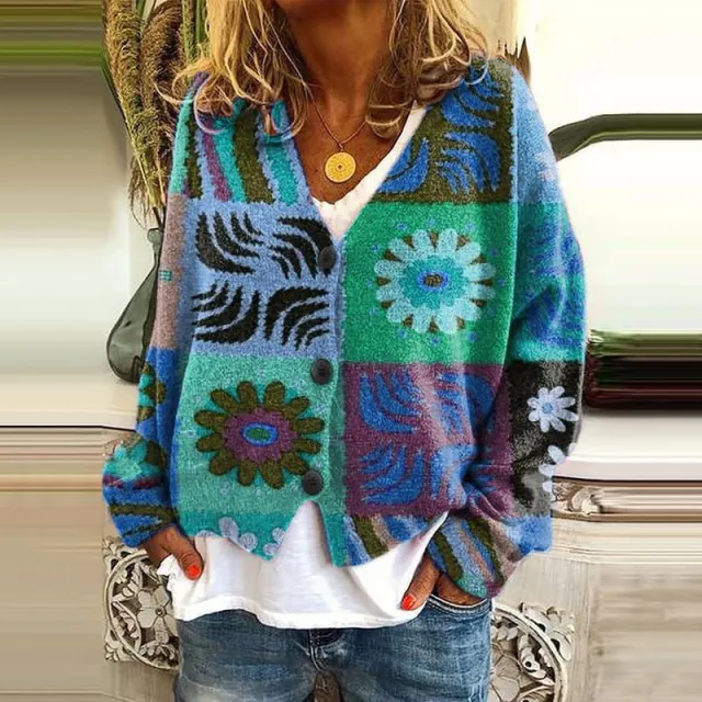 Christmas Abstract Printing Casual Cloak Coat Cardigan Sweater Qs25 5Xl - Shop at LoveMi